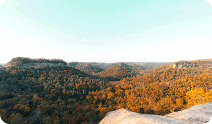 beautiful wooded mountains at sunset